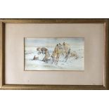 Watercolour of a cavalry officer possibly a French soldier retreating from Moscow by Frederick
