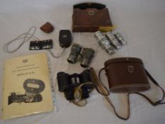 Various binoculars, graduated Kodak lenses,
