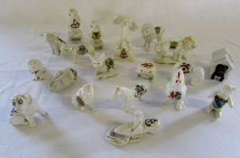 Selection of Lincolnshire crested china in the shape of animals