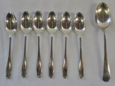 6 silver teaspoons Sheffield 1933 weight 2.97 ozt & silver dessert spoon Sheffield 1915 weight 1.