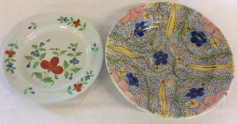 Polychrome tin glaze bowl, repaired Dia.