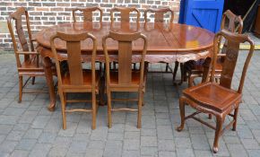 Oriental draw leaf dining table and 8 chairs