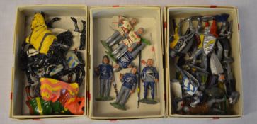 3 small boxes of vintage lead figures including mounted knights