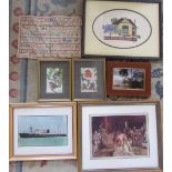 Assorted prints & Victorian sampler by Eliza Saltby,