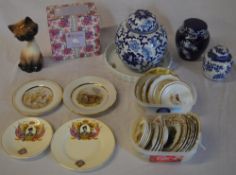 Ceramic ginger jars, commemorative plates, miniature plates,