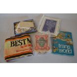 Various stamps, beer mats,
