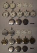 Quantity of Recta railway pocket watches, approx 7 incomplete pocket watches,