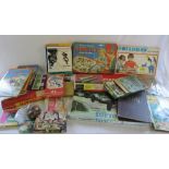 Various vintage board games, books, annuals,