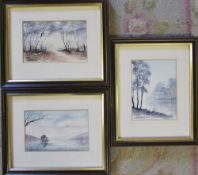 3 watercolours by Norman D Whiting dated 1990 inc Loch Tay 28.5 cm x 23.