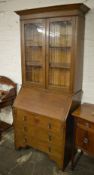 Oak bureau display bookcase