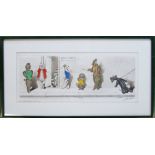 Dirty dogs of Paris hand signed coloured etching entitled 'Tu viens beau blond' by Boris O Klein