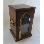 Small oak collectors cabinet/jewellery box with glass front H 32.