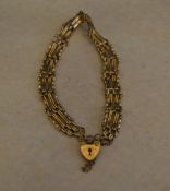 9ct gold gate bracelet with padlock,
