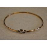 9ct gold and diamond bangle, approx weight 4.