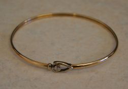9ct gold and diamond bangle, approx weight 4.