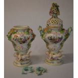 Pair of late 19th / early 20th century Dresden style vases,