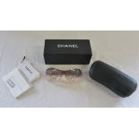 Pair of ladies Chanel pink sunglasses 5066 with case