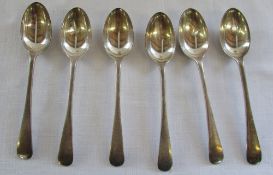 6 silver teaspoons Sheffield 1923 weight 3.