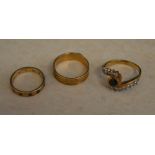 3 9ct gold rings, approx weight 7.