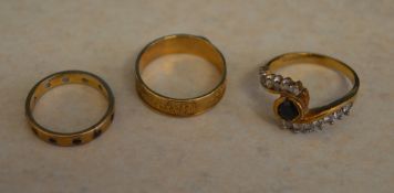 3 9ct gold rings, approx weight 7.