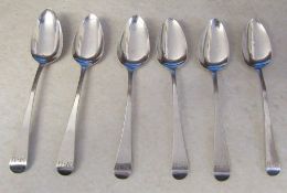 6 silver teaspoons London 1802 weight 1.