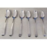 6 silver teaspoons London 1802 weight 1.