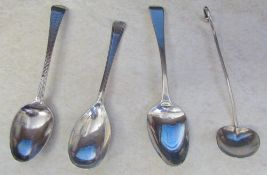 Assorted silver teaspoons London 1833, Sheffield 1912, 1945 & one indistinguishable total weight 1.