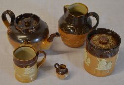 Various Doulton Lambeth salt glazed harvest ware