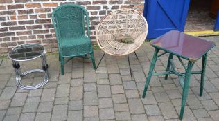 Retro cane chair, wicker chair,