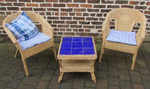 2 wicker chairs & a table