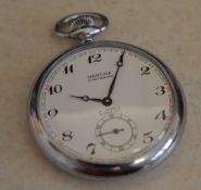 Montine of Switzerland nickel chrome railway pocket watch,