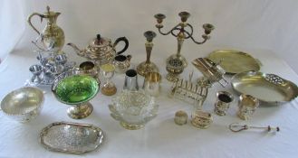 Assorted silver plate inc candelabra,