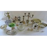 Assorted silver plate inc candelabra,