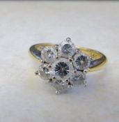 18ct gold diamond cluster ring approx 1.