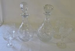 2 cut glass decanters,