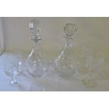 2 cut glass decanters,