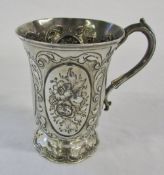 Ornate silver tankard London 1860 maker A G Plesse weight 7.