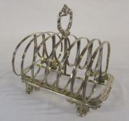 Large silver toast rack London 1838 maker George Pinner weight 9.