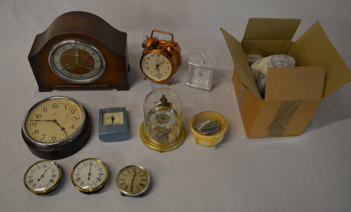 Various clocks including a 1930s mantle clock, Smiths clock,
