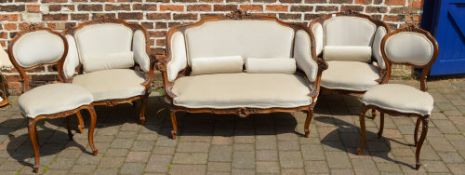 5 piece 19th century salon suit comprising 2 seater settee,