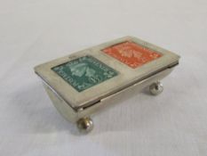 Silver double stamp box Chester 1909 spring hinged cover weight 0.