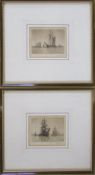 Pair of ship etchings both signed in pencil by Gerald M Burn 27.5 cm x 25.