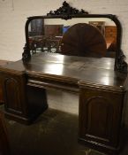 Large Victorian stained oak sideboard with mirror back
