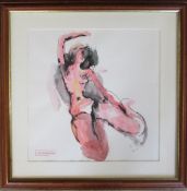 Studio stamped impressionist watercolour of a kneeling nude by Peter Collins (1923-2001) Stanley