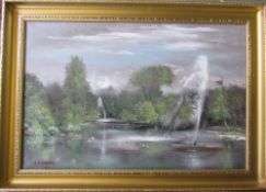 Oil on canvas possibly of People's Park by Grimsby artist H S Young 89 cm x 63 cm