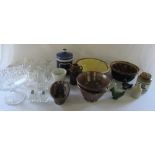 Assorted glassware inc condiment set, ceramic moulds inc Shelley,