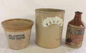 Port Dundas Glasgow pottery 'Slatters Dairy Butter' pot with handle,
