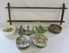 Assorted collectors plates & shelf