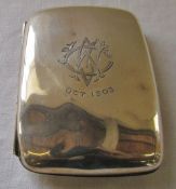 Silver cigarette case 'Oct 1903' Birmingham 1903 weight 2.