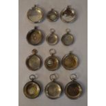 12 hallmarked silver pocket watch cases (no movements, some with crystals) for spares/repairs,